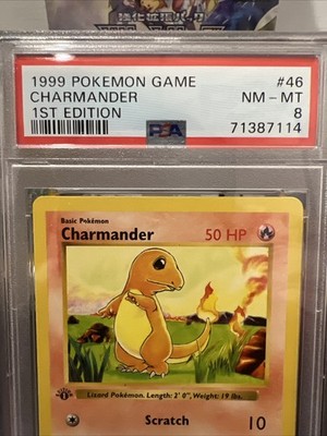 Pokémon Charmander 1st Edition Shadowless Base Set PSA 8, 46/102