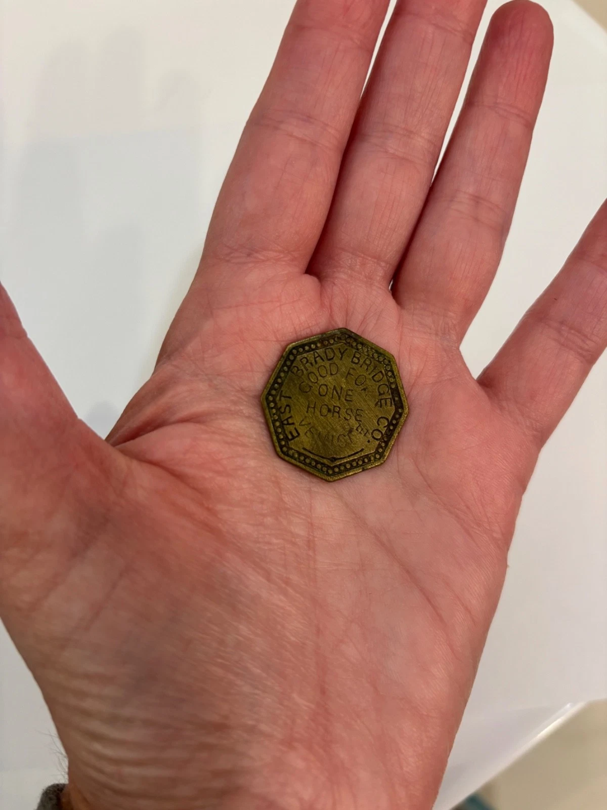 East Brady PA Bridge Token PA315B – Good For One Horse – Rare Brass Toll Token image 1