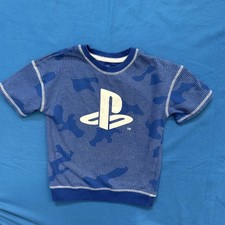 PlayStation Boys Blue  White T-Shirt Authentic Official Quality Piece Sz 6
