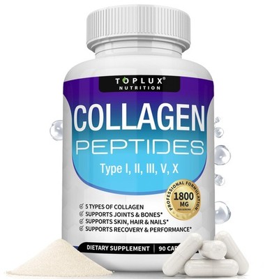 Toplux Multi Collagen Peptides Pills 1800 Mg 90 Count (Pack of 1), One 
