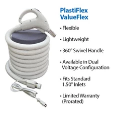 Central Vacuum Hose Plastiflex Brand 30' Pigtail Electric Cord 3 Position Switch