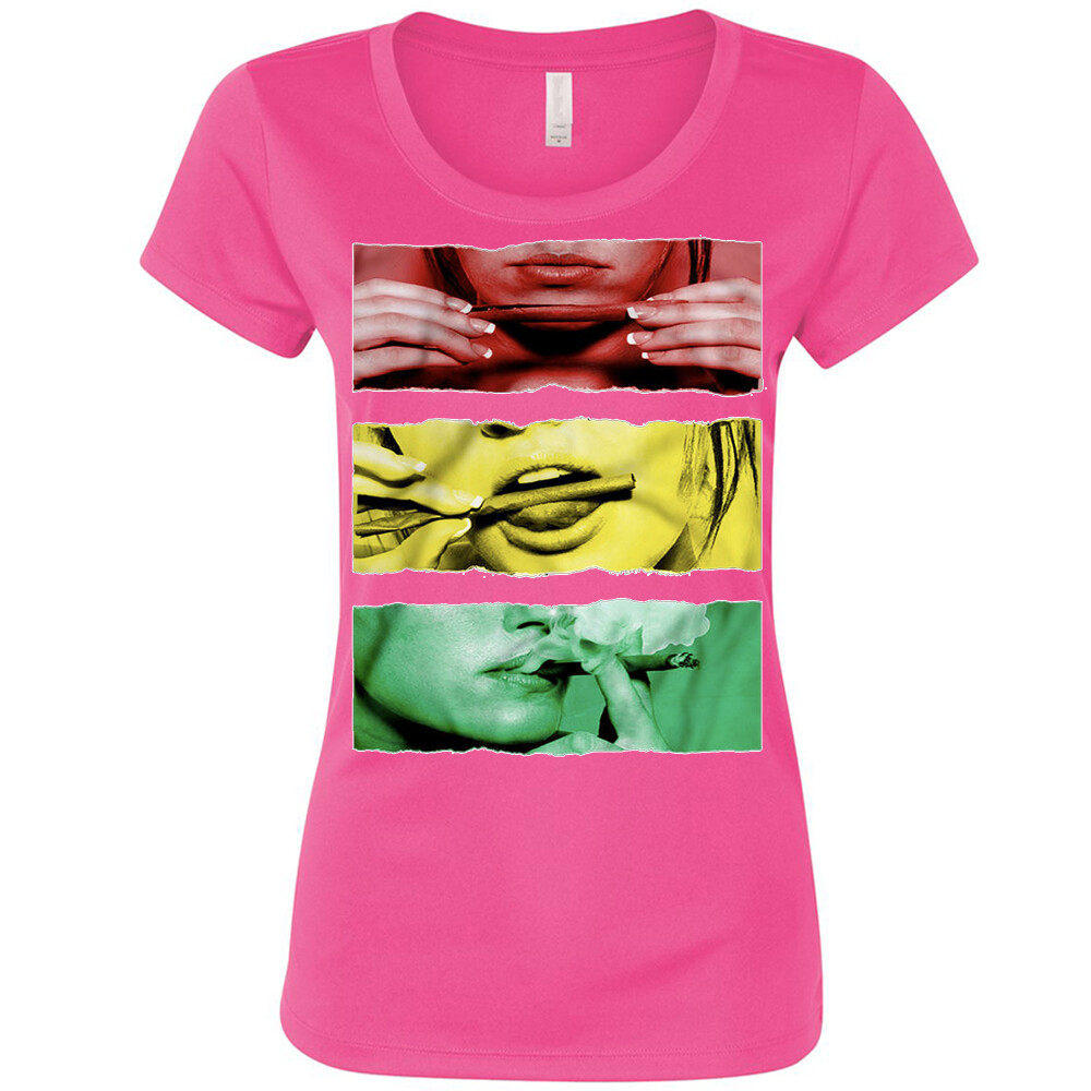 Roll it Lick Smoke it Womens T shirt Girl rolling Blunt
