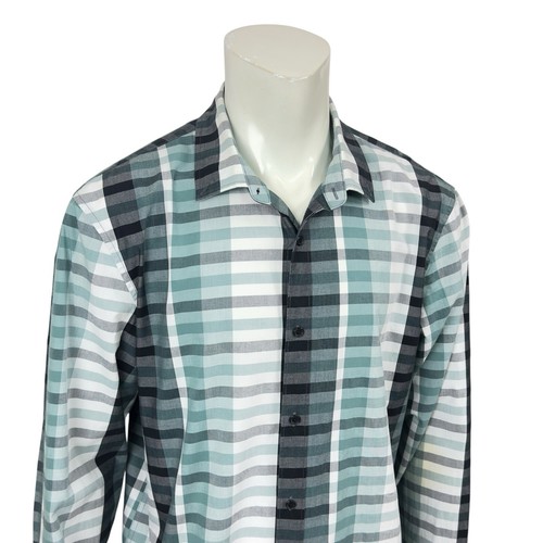 AX Armani Exchange Green White Block Check Cotton Casual Dress Shirt Men's XXL - Picture 7 of 17