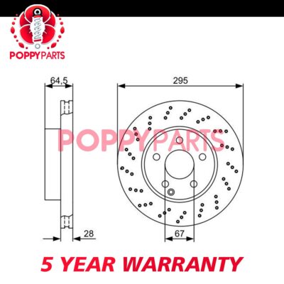 Fits Mercedes C-Class 2007-2014 SLS 2010-2014 Brake Disc Front Rear Poppy