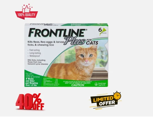 Cat Flea and Tick Treatment- Frontline Plus For Cats & Kitten 8 Weeks +6 Doses