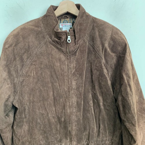 Talbots Womens Jacket Brown Leather Suede Zip Drawcord Waist Pockets Size M - Picture 4 of 11