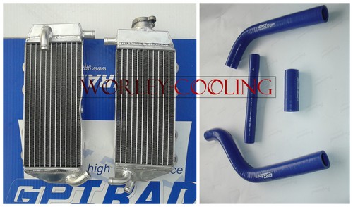 GPI Racing Aluminum Radiator With Blue Hoses For Yamaha YZ125 2002-2004 – 1-Year Warranty