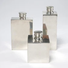 Troika England Handmade Pewter Perfume Flask Scent Bottle Screw Top Lids 3PC Set