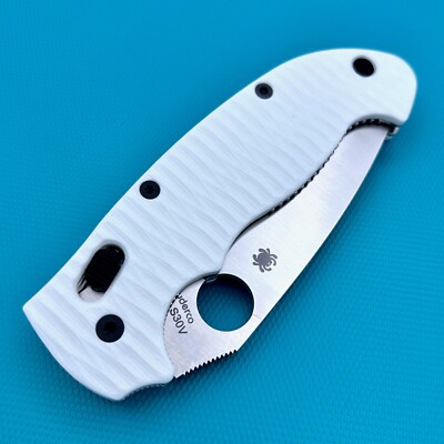 Spyderco Manix 2 XL C95GP2 Knife Plain Edge w/White Anso Style G10