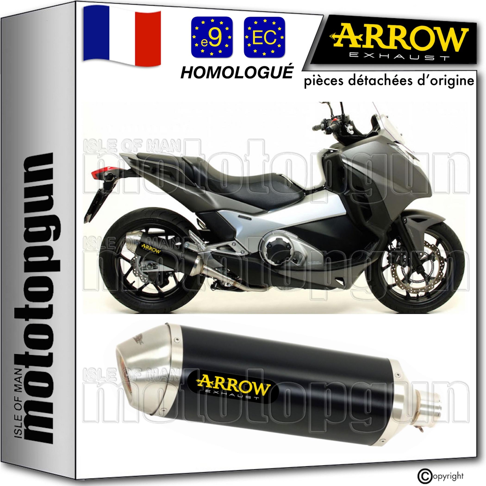 Silencieux Arrow Race-Tech RC noir, finition premium Honda Integra 750 2015