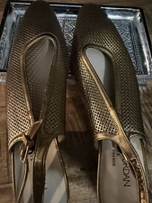 Vintage Gold Charles Jourdan Strap Low Heels