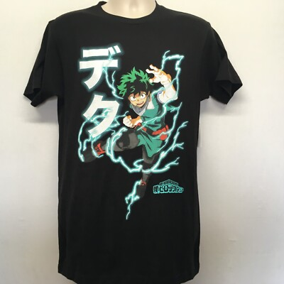 #ad #ad My Hero Academia Graphic T Shirt Mens L Black Deku Electric Charged MHA $8.37