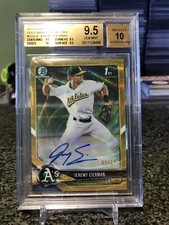 2018 1st Bowman Chrome Jeremy Eierman RC Gold Wave Refractor Auto /50 BGS 9.5/10