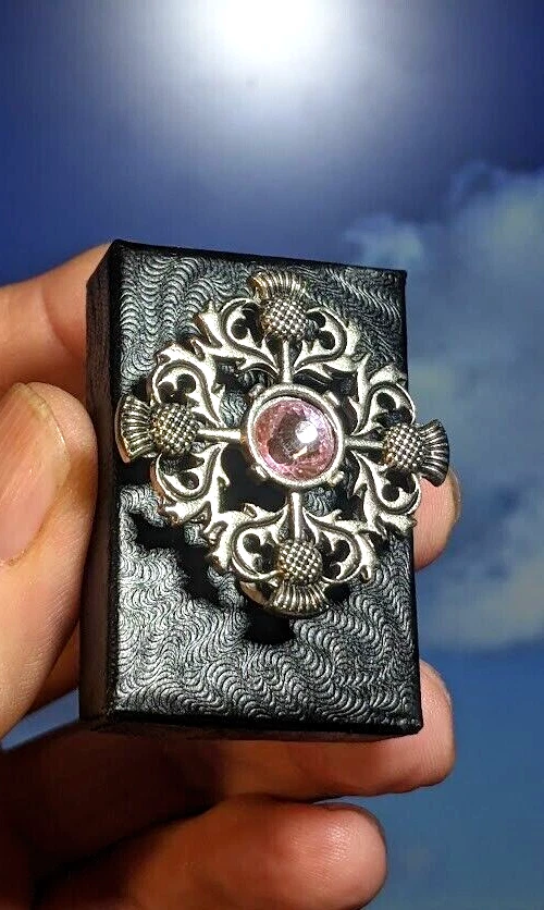 Broche chal de cardo escocés celta vintage, en caja de regalo. 35mm Foto 2 de 4