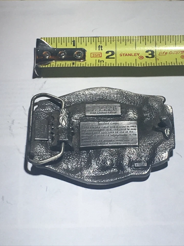 Siskiyou Ames Tools 1988 #3703 construcción del Canal de Panamá peltre hebilla de cinturón Foto 4 de 4