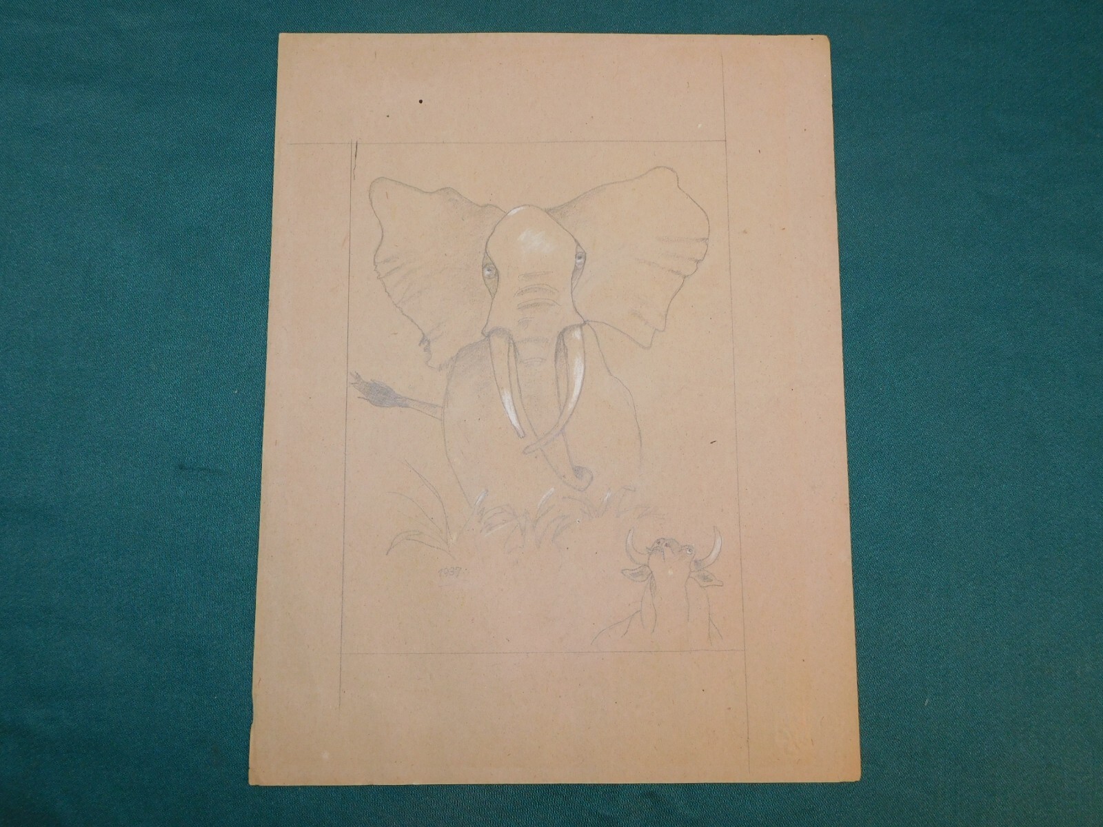 Dibujo Con Un Elefante De 1936! Firmado!