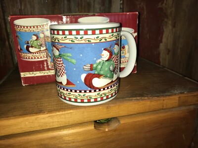 Sakura Debbie Mumm Mugs Jolly Snowmen Christmas 2000 set of 4 NOS