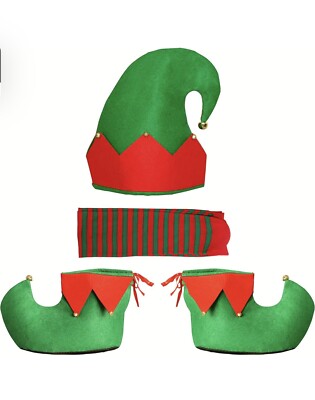 Eternity sky Elf Hat Shoes Covers Socks Felt Set Adults Christmas Costume 