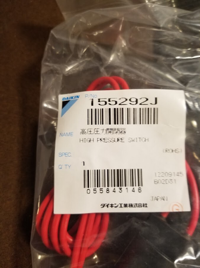 Daikin High Pressure Switch 155292J eBay
