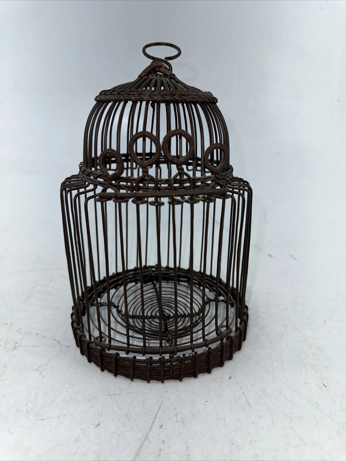 Vintage Decorative Hanging 8” Wire Bird Cage~Shabby Chic Decor MCM