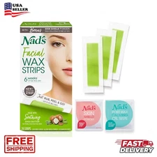 Nad's Facial Wax Strips, Women's Hair Removal Waxing Kit for Face, 20 Count