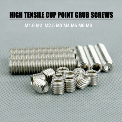 M1.6/2/2.5/3/4/5/6/8 Stainless Steel Grub Screws Flat Point Hex Socket Set Screw