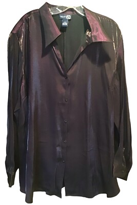 Venezia Jeans Clothing Co Deep Purple Shimmer Blouse Long Sleeve Size 22/24