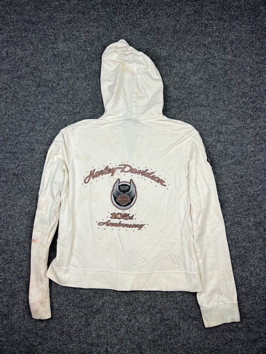 ジャケット・アウター Harley-DavidsonMileage Club / Distressed Harley Davidson Full Zip Hoodie Sweatshirt 105 Years Logo