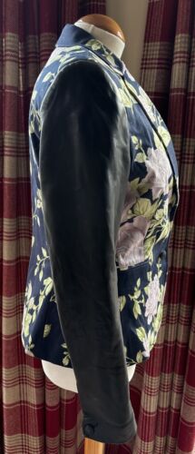 RAG & BONE Bailey Floral Leather Blazer Jacket Roses Size 8 XS - Picture 4 of 15