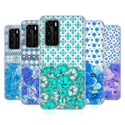 HEAD CASE DESIGNS FLORAL BLUE SOFT GEL CASE FOR HUAWEI PHONES 4