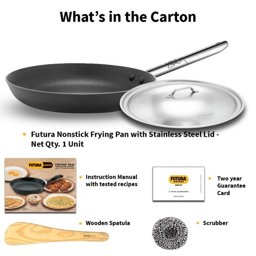 Futura 29 cm Non Stick Frying Pan With SS Lid Induction Fry Pan, Black (INFS29S) - Picture 7 of 7