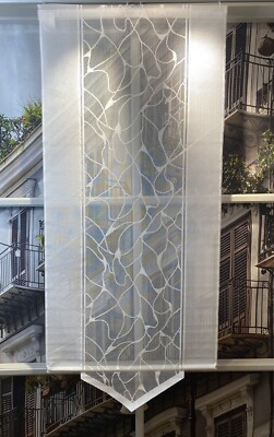 Schiebegardine Wand Bistrogardine Jacquard Weiß Motiv Neu Flächen Vorhang