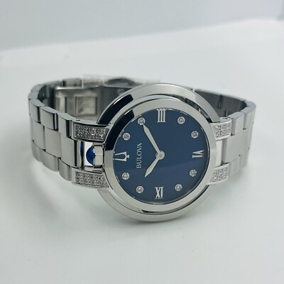 Bulova Rubaiyat Women Diamond Blue Dial Sliver Sapphire 35mm  display picture 3