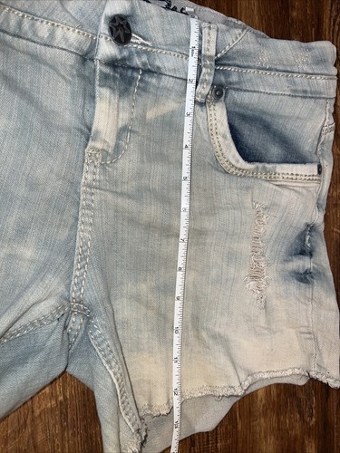Vanilla Star Juniors Shorts Denim Distressed Faded Stretch Cut Off Size 11 Torn - Picture 4 of 8