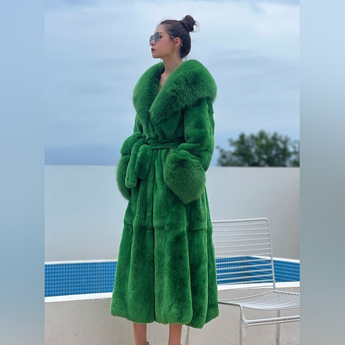 Nuevo Mujeres Mutilcolor Real Rex Chaqueta de Piel de Conejo Chinchilla Abrigo de Solapa de Piel Completa - Imagen 18 de 45