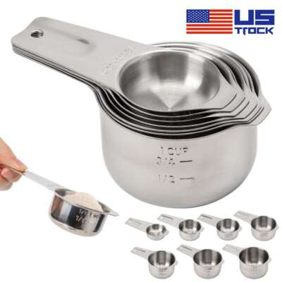 30,60,80,120,160,180,240ml Measuring Cups ,Stainless Steel Heavy Duty - Silver