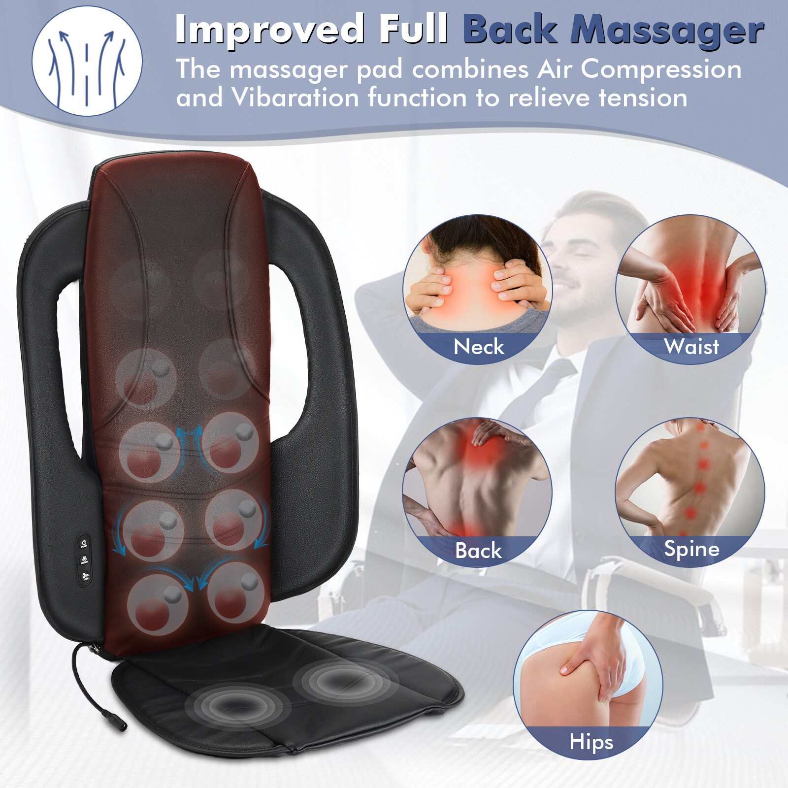 Healthrelife Shiatsu Back Massager Back Massage Cushion HeatingMassage