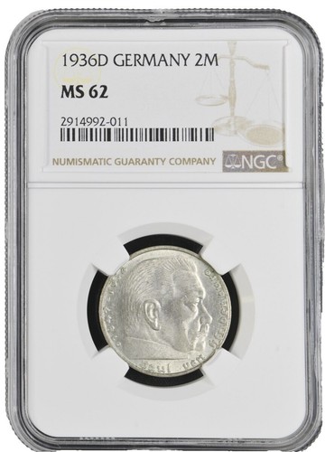Germany 1936 J 5 Reichsmark, KM#94 NGC AU58 Key Date | eBay