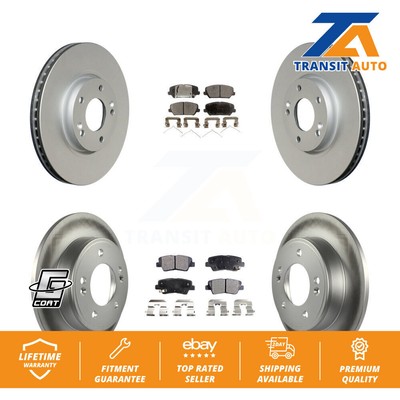 Front Rear Coated Disc Brake Rotors And Ceramic Pads Kit For Kia Forte Forte5 SX