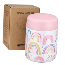 12oz Soup Thermo for Hot Food Kids Insulated Food Jar Wide Mouth White-Rainbow