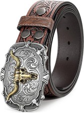 Western Belt Handmade Strap Mens Leather + Bu...