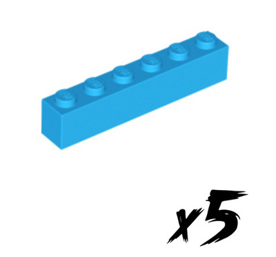5x LEGO 3009   1x6 Stein   Brick   dunkel azurblau   dark azure