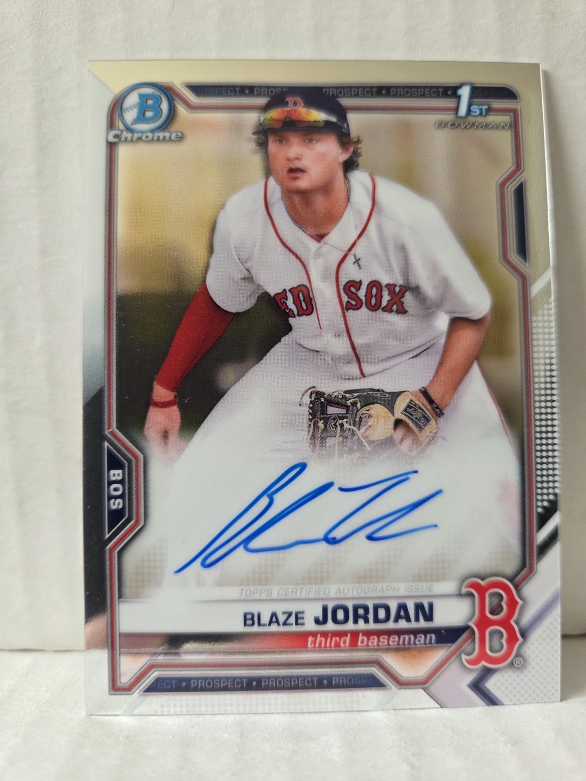 Blaze Jordan 2021 Bowman Chrome Signed On-Card Auto 1st Prospect Rookie