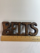 Vintage Belt Holder W/Hooks60s 70s MCM Retro Rustic Wooden Belts Sign Cozy Decor