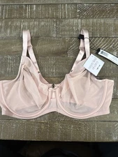 Curvy Couture Women's Solid Sheer Mesh Full Coverage Unlined Underwire