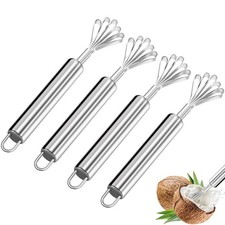 4 Pcs Coconut Meat Removal Scraper Tools, Stainless Steel Coco Nut Kinfe, Cop...