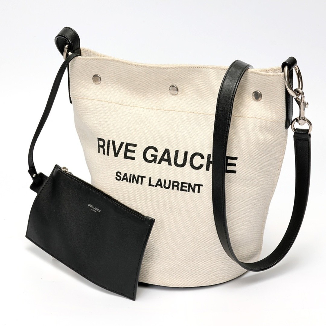 Borsa a tracolla Saint Laurent Rive Gauche secchiello 669299 tela naturale usata TOMI 0