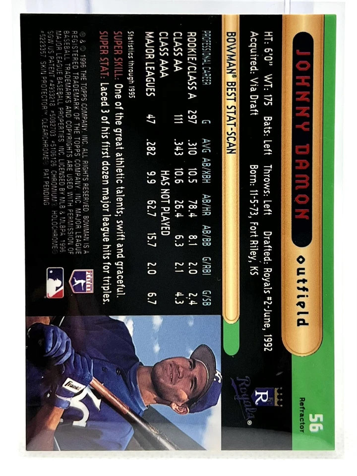 1996 Bowman's Best Refractors #56 Johnny Damon - Image 2 of 2