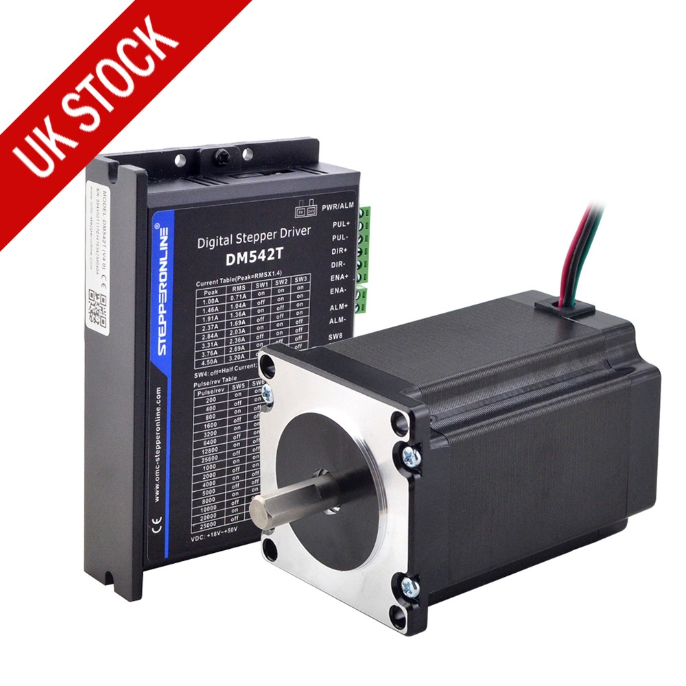 STEPPERONLINE Nema 23 2.4Nm 4A Φ8mm Stepper Motor 57x82mm w/ Driver for CNC Kit