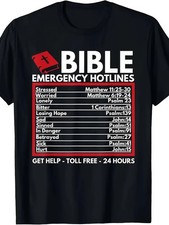 Bible Emergency Numbers - Funny Christian Bible Jesus T-Shirt-100 Cotton